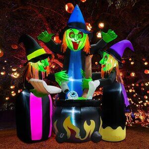 ⚡Halloween Inflatables Outdoor Decorations 6 Feet 3 Witches LED Lights